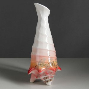 Ваза настольная "Ракушка" вертикальная, светло-розовая, 35 см, керамика