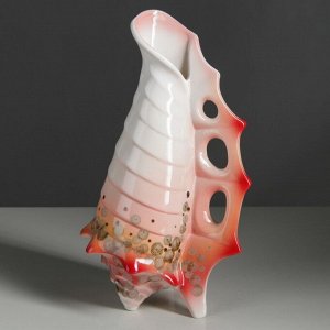 Ваза настольная "Ракушка" вертикальная, светло-розовая, 35 см, керамика