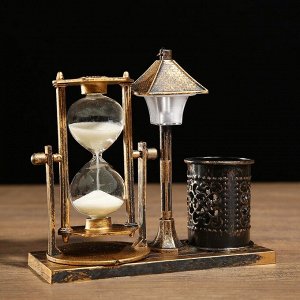 Песочные часы "Уличный фонарик",сувенирные,подсветка,каранд-цей, 6.5 х 15.5 х 14.5 см, микс