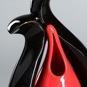 Ваза "Милада", чёрный, красный цвет, 28 см, керамика