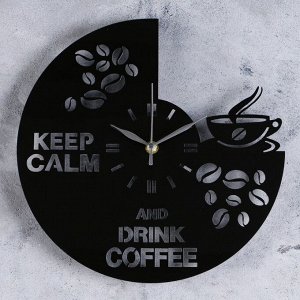 Часы настенные, серия: Кухня, "Кофе", круглые, акриловые, 30х30 см