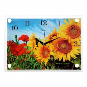 Часы настенные, серия: Цветы, "Подсолнухи и Маки" 25х35