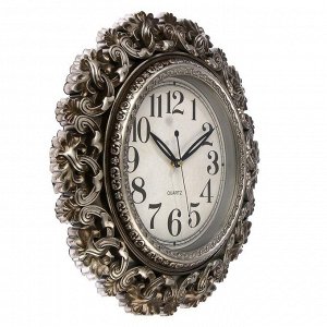 Часы настенные, серия: Интерьер, "Велия", состаренное серебро, d=40 см, микс