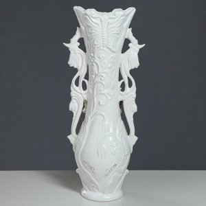Ваза напольная "Бабочка", лепка, цветы, белая, 40 см, керамика