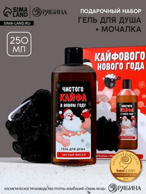 Подарочный набор новогодний мужской «Кайфового праздника»: гель для душа 250 мл и мочалка для тела, Чистое счастье