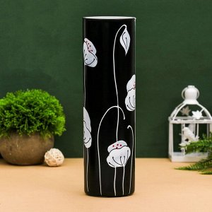 Ваза "Чёрно-белые цветы" цилиндр 7,5х26,5 см
