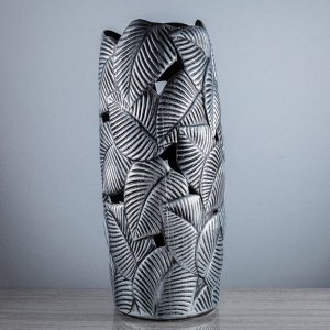 Ваза напольная "Лист", серебро, 66 см, керамика, микс
