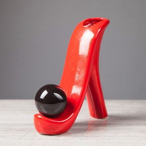 Ваза настольная "Туфелька" красная с чёрным шаром, 22 см, керамика