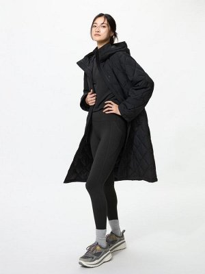 UNIQLO - длинное пальто Pufftech с капюшоном и регулируемым силуэтом - 09 BLACK