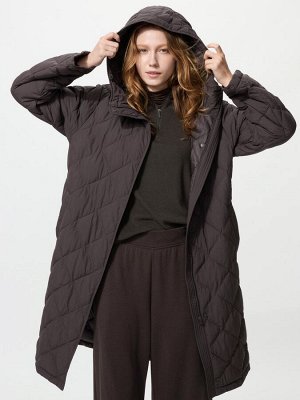 UNIQLO - длинное пальто Pufftech с капюшоном и регулируемым силуэтом - 56 OLIVE