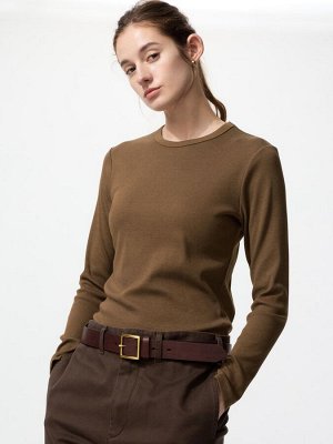 UNIQLO - лонгслив из ребристого хлопкового материала - 09 BLACK