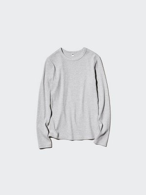 UNIQLO - лонгслив из ребристого хлопкового материала - 09 BLACK