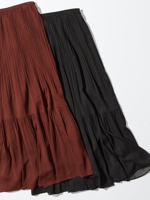 UNIQLO - однотонная шифоновая юбка с плиссировкой - 01 OFFWHITE