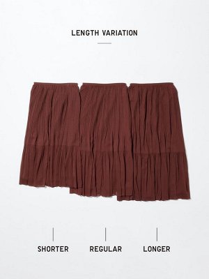 UNIQLO - однотонная шифоновая юбка с плиссировкой - 01 OFFWHITE