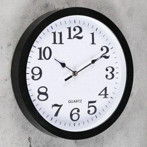Часы настенные круглые Paul, d=32 см, циферблат белый, рама чёрная, стрелки в ассортименте