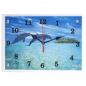 Часы настенные, серия: Море, "Дельфины", 25х35  см, в ассортименте
