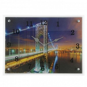 Часы настенные, серия: Город, "Светящийся мост", 30х40  см, микс
