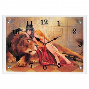 Часы настенные, серия: Животный мир, "Царица со львом", 25х35  см, микс
