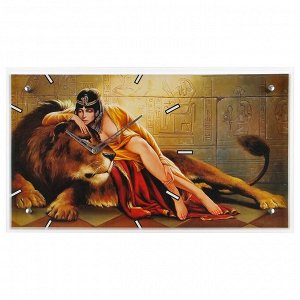 Часы настенные, серия: Люди, "Царица со львом", 35х60  см, микс