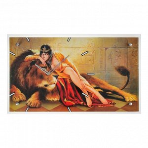 Часы настенные, серия: Люди, "Царица со львом", 35х60  см, микс