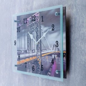Часы настенные, серия: Город, "Мост подвесной", 25х35 см