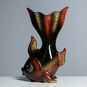 Ваза керамическая "Золотая рыбка", настольная, чёрная, 35 см
