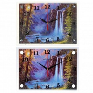 Часы настенные, серия: Природа, "Большой водопад" 25х35 см, в ассортименте
