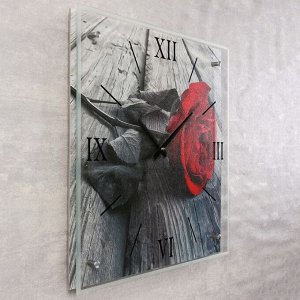 Часы настенные, серия: Цветы, "Красная роза", 50х50 см  микс