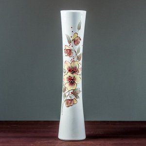 Ваза напольная "Кубок" белая, цветы, 46 см, микс, керамика