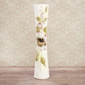 Ваза керамическая "Кубок", напольная, цветы, белая, 46 см, микс
