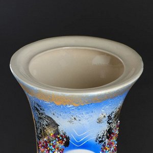 Ваза напольная "Осень" бисер, синяя, 58 см, керамика