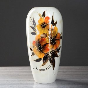 Ваза напольная "Аурика", цветы, белая, 44 см, микс, керамика