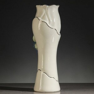 Ваза настольная "Азалия", керамика, цветная лепка, цвет белый, 32 см, микс