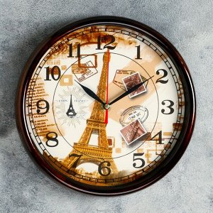 Часы настенные. серия: Город. "Воспоминания о Париже" 22х22х3.8 см