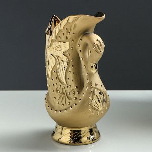 Ваза настольная "Лебедь", золотисты, 23 см, керамика