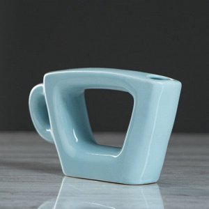Ваза настольная "Чашка", голубой цвет, 7 см, керамика