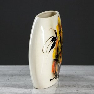 Ваза керамика настольная "Классик", глазурь, цветы, 20 см, микс