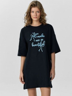 Туника женская черная с надписью "you me make so beautiful"