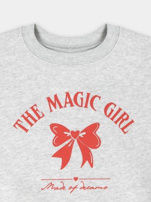 Свитшот для девочек серый с надписью "The magic girl"