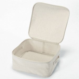 MUJI Polyester Linen Soft Box Small Square – мягкий короб из полиэстера и льна с крышкой