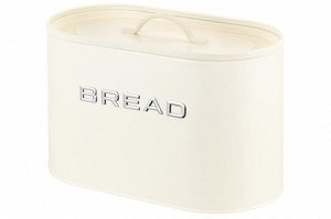 "Milk White Metal Bread Box 'BREAD' with Lid - 33.5x18x22.5 cm"