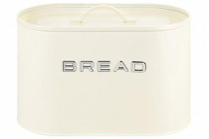 "Milk White Metal Bread Box 'BREAD' with Lid - 33.5x18x22.5 cm"