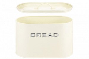 "Milk White Metal Bread Box 'BREAD' with Lid - 33.5x18x22.5 cm"