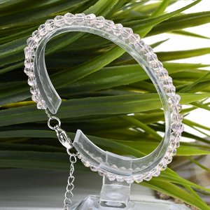 Браслет из циркона огранка 4мм, цвет розовый кварц, 20см