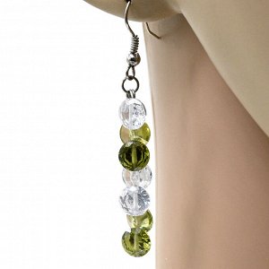 Серьги с цирконом Дорожка цв.хрусталь, оливковый, 6,7г