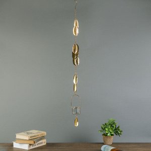 Подсвечник металл на 1 свечу подвесной "Пальмовые листья" золото/серебро 93х7,3х6 см, МИКС