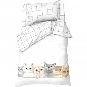 КПБ "Этель"  1,5сп Happy cats 143х215 см, 150х214 см, 50х70 см -1 шт, 100 % хлопок, бязь 7582933