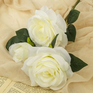 Цветы искусственные "Роза Амальгама три бутона" 10*64 см, белый