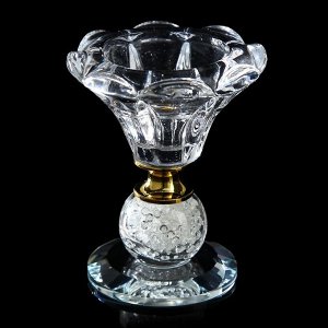Подсвечник стекло на 1 свечу "Цветок" с бисером 8х6,5х6,5 см