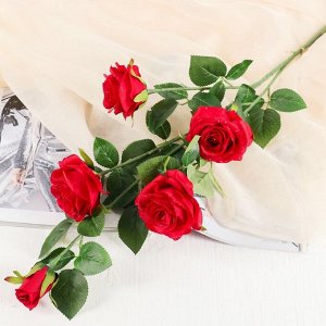 Цветы искусственные "Куст красных роз с каплями"